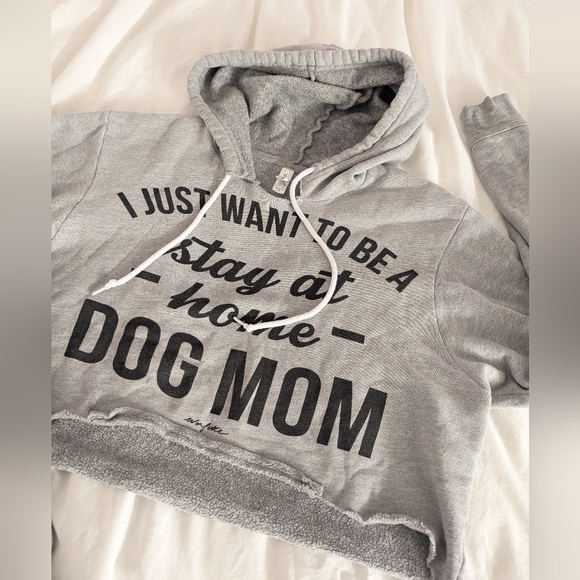Bella & Canvas Just Want To Be A Stay At Home Dog Mom Cropped Hoodie Sweatshirt - Picture 2 of 5